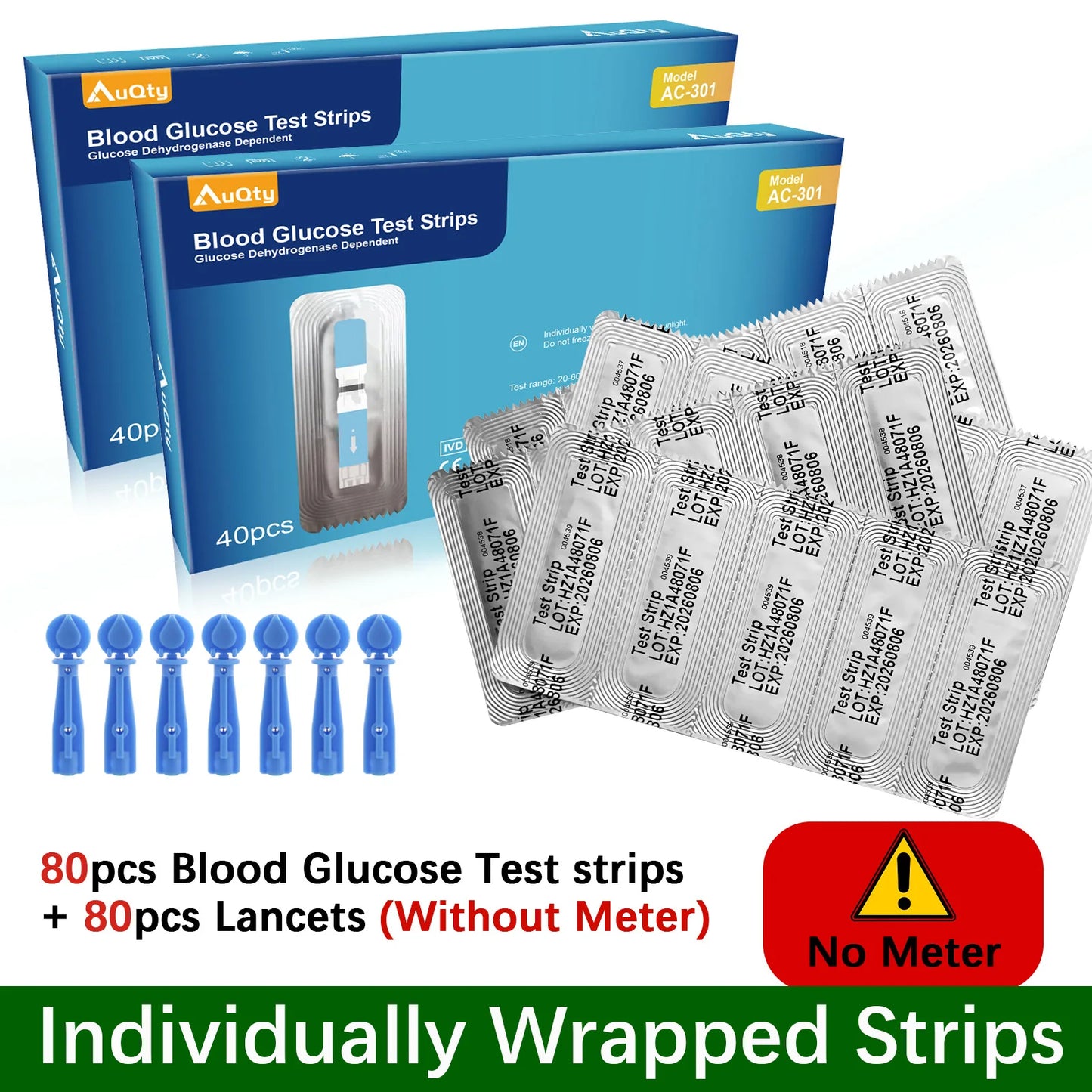 Blood Glucose Meter With Individually wrapped Glucose Test Strip Glucometer Kit Blood Sugar Monitor for Diabetes Fast Result